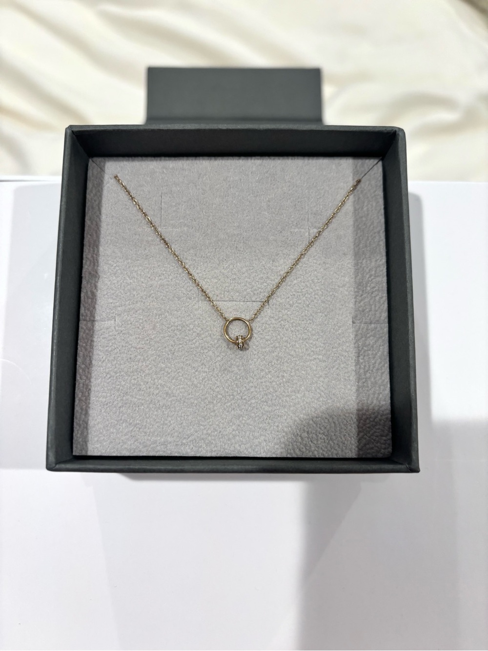 Zoe Chicco Petite Solid 14k Gold Circle Pendant Necklace with Diamond Charm